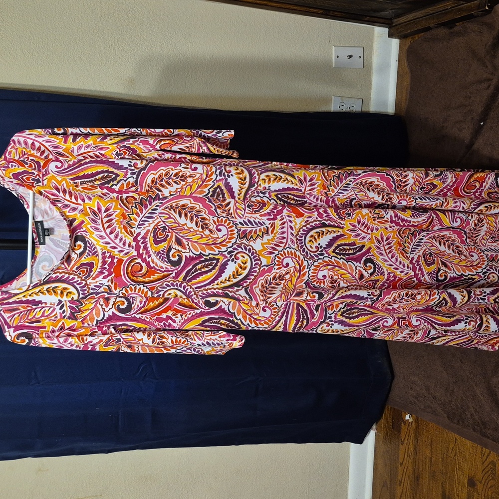 Nina Leonard pink and yellow dress